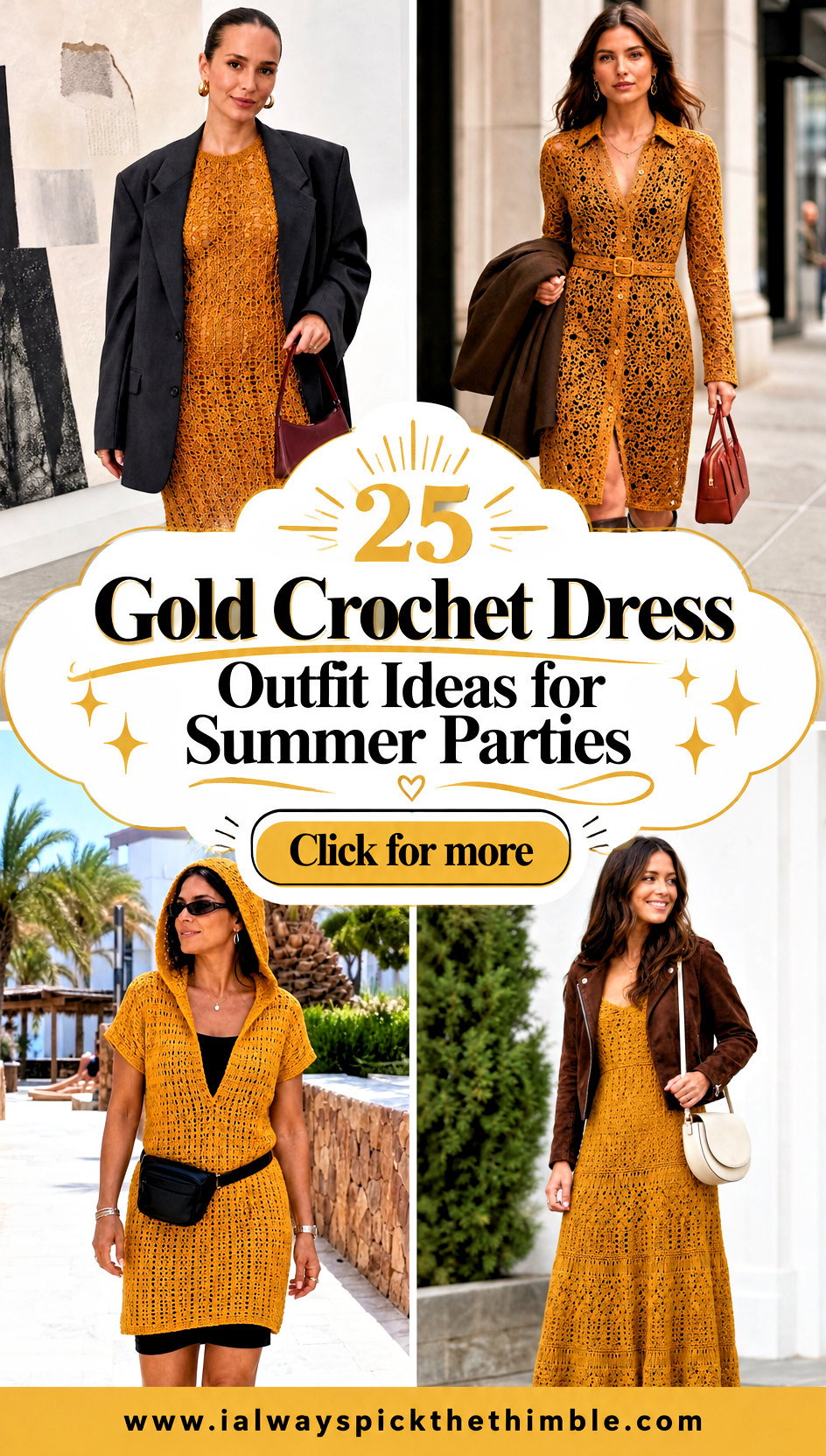 25 Gold Crochet Dress Outfit Ideas for Summer Parties - 25 Gold Crochet Dress Outfit Ideas for Summer Parties