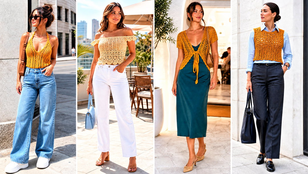 25 Gold Crochet Top Outfit Ideas for Relaxed Evenings