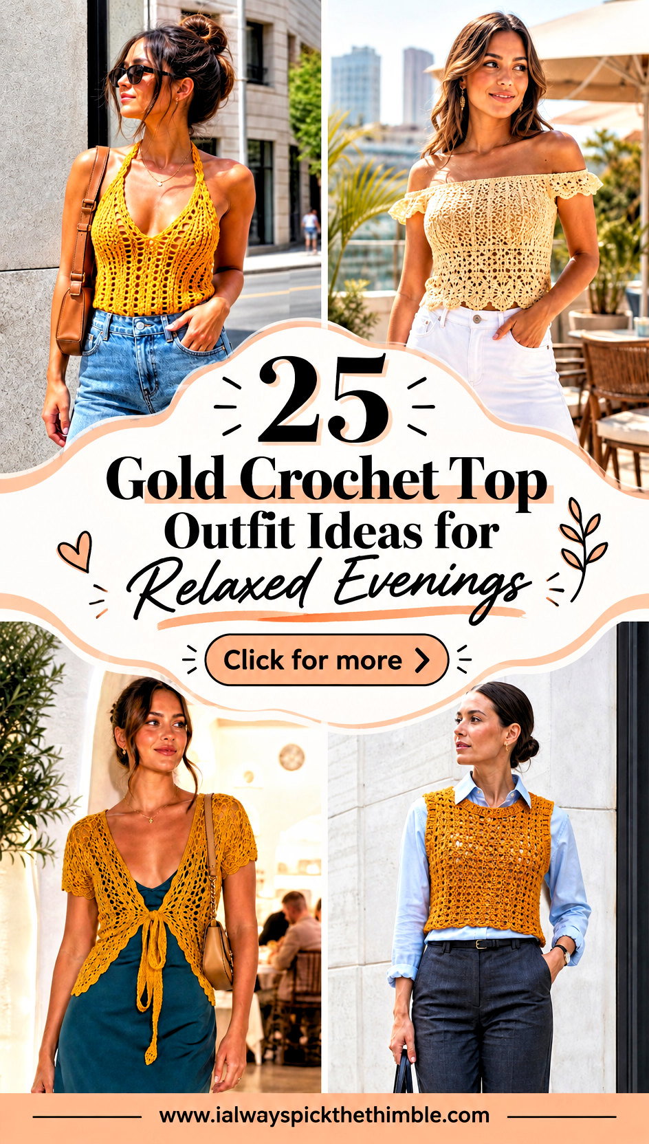 25 Gold Crochet Top Outfit Ideas for Relaxed Evenings - 25 Gold Crochet Top Outfit Ideas for Relaxed Evenings