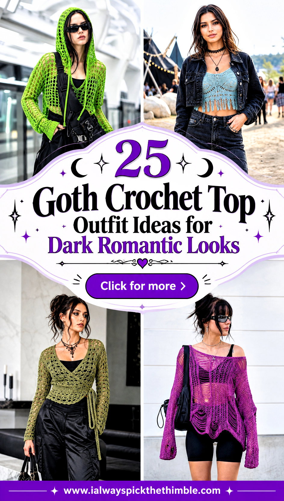 25 Goth Crochet Top Outfit Ideas for Dark Romantic Looks - 25 Goth Crochet Top Outfit Ideas for Dark Romantic Looks
