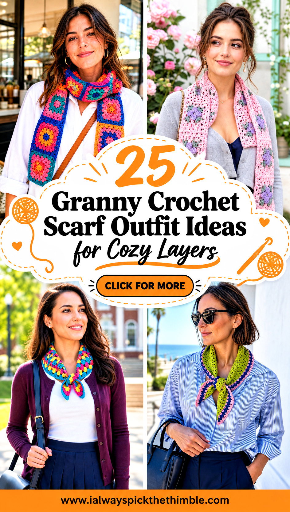 25 Granny Crochet Scarf Outfit Ideas for Cozy Layers - 25 Granny Crochet Scarf Outfit Ideas for Cozy Layers