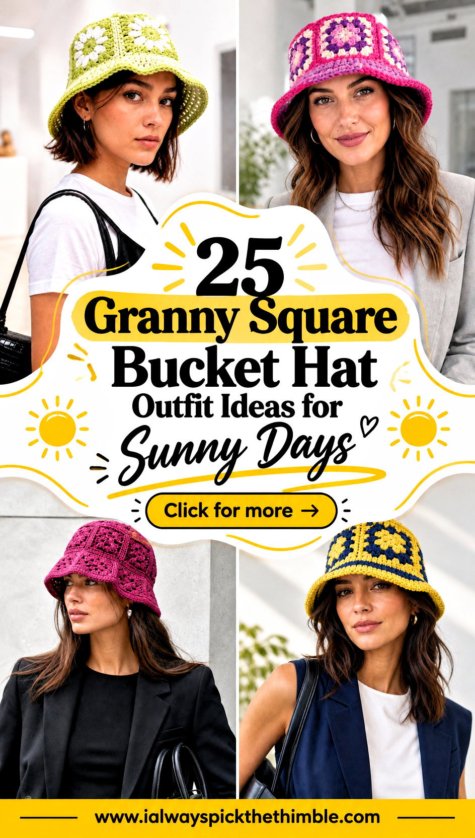 25 Granny Square Bucket Hat Outfit Ideas for Sunny Days - 25 Granny Square Bucket Hat Outfit Ideas for Sunny Days