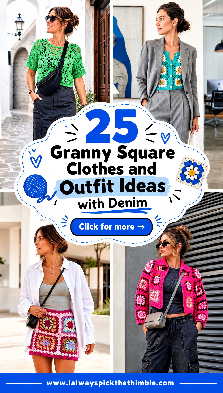 25 Granny Square Clothes and Outfit Ideas with Denim - 25 Granny Square Clothes and Outfit Ideas with Denim