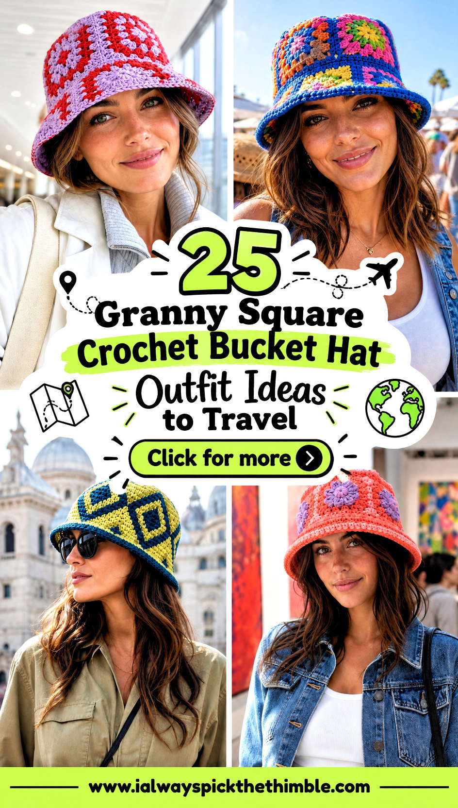 25 Granny Square Crochet Bucket Hat Outfit Ideas to Travel - 25 Granny Square Crochet Bucket Hat Outfit Ideas to Travel
