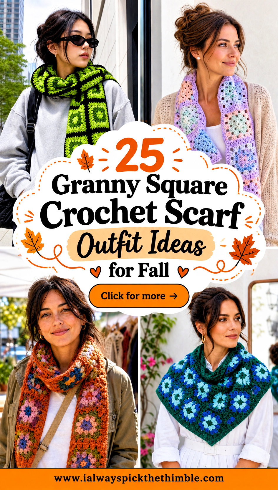 25 Granny Square Crochet Scarf Outfit Ideas for Fall - 25 Granny Square Crochet Scarf Outfit Ideas for Fall