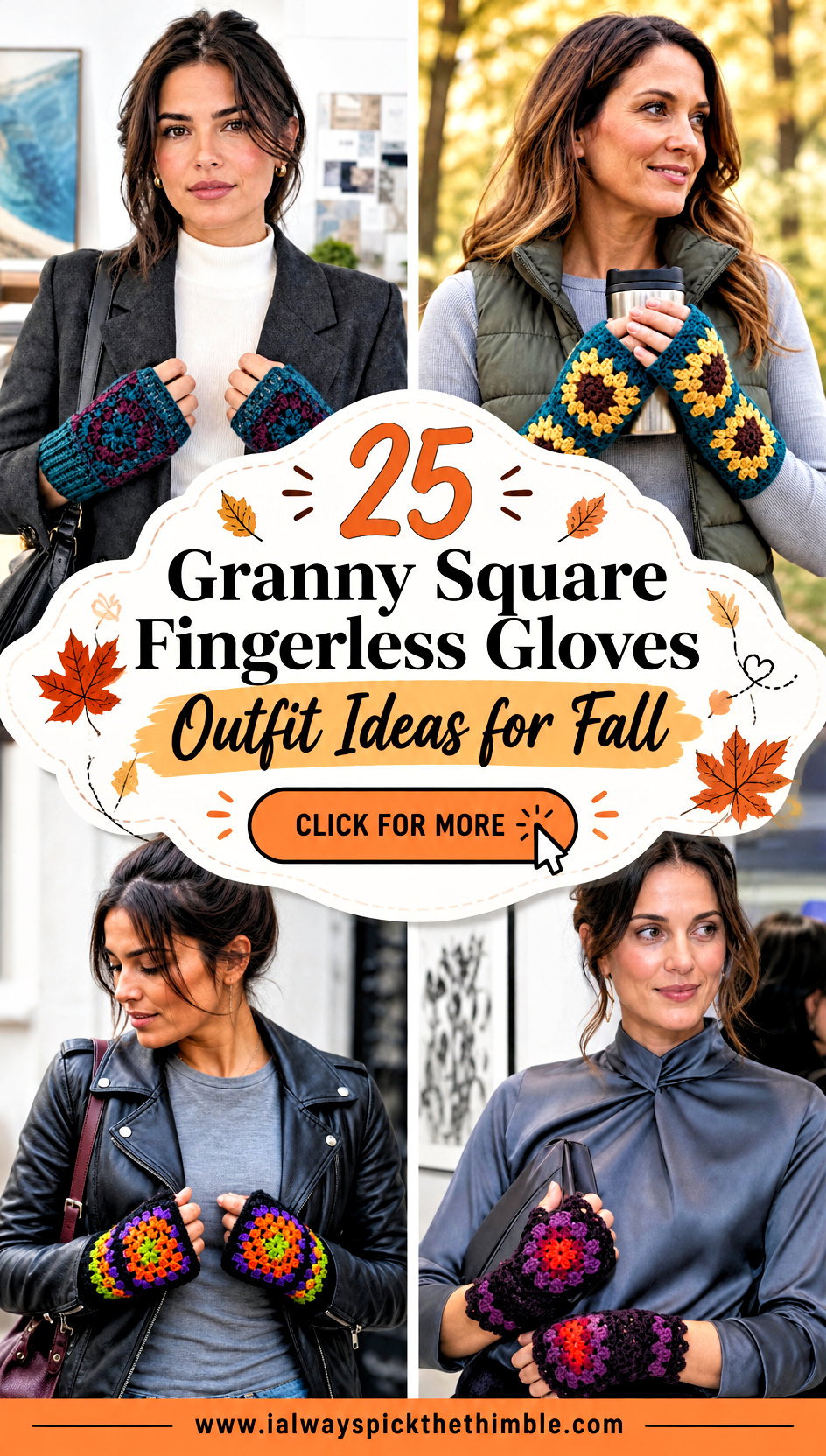 25 Granny Square Fingerless Gloves Outfit Ideas for Fall - 25 Granny Square Fingerless Gloves Outfit Ideas for Fall