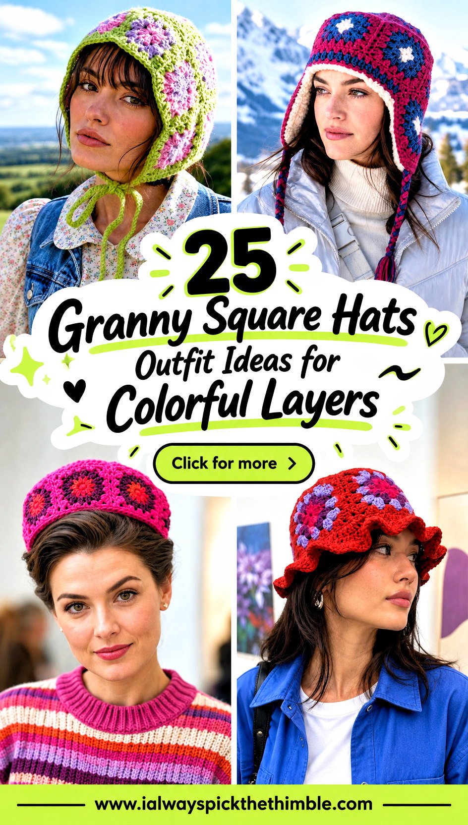 25 Granny Square Hats Outfit Ideas for Colorful Layers - 25 Granny Square Hats Outfit Ideas for Colorful Layers