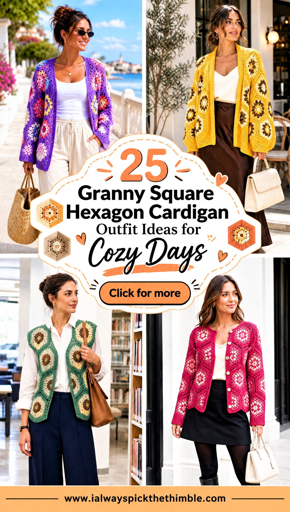 25 Granny Square Hexagon Cardigan Outfit Ideas for Cozy Days - 25 Granny Square Hexagon Cardigan Outfit Ideas for Cozy Days