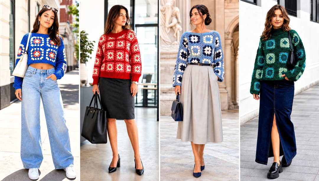25 Granny Square Pullover Outfit Ideas for Simple Layering