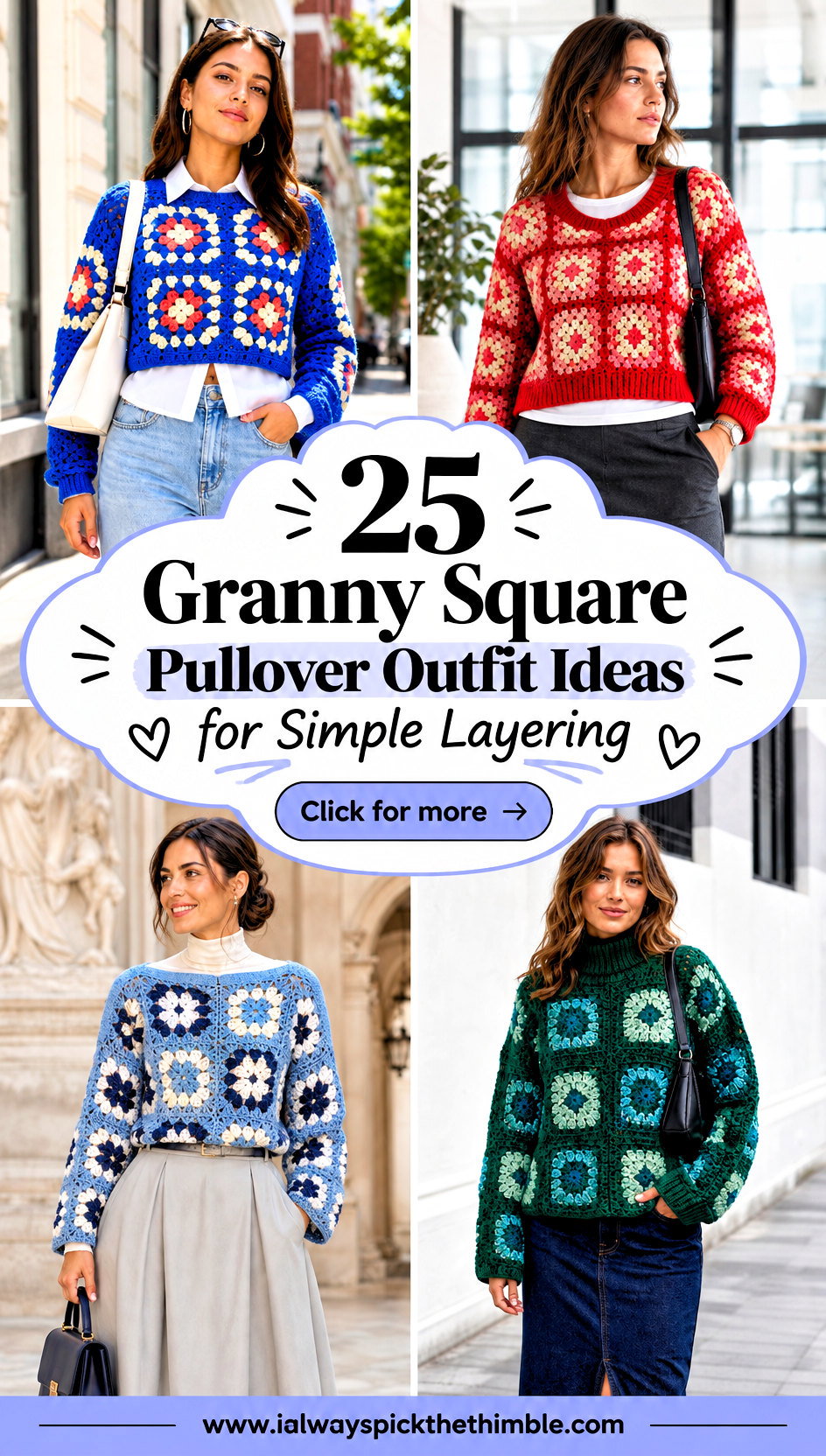 25 Granny Square Pullover Outfit Ideas for Simple Layering - 25 Granny Square Pullover Outfit Ideas for Simple Layering