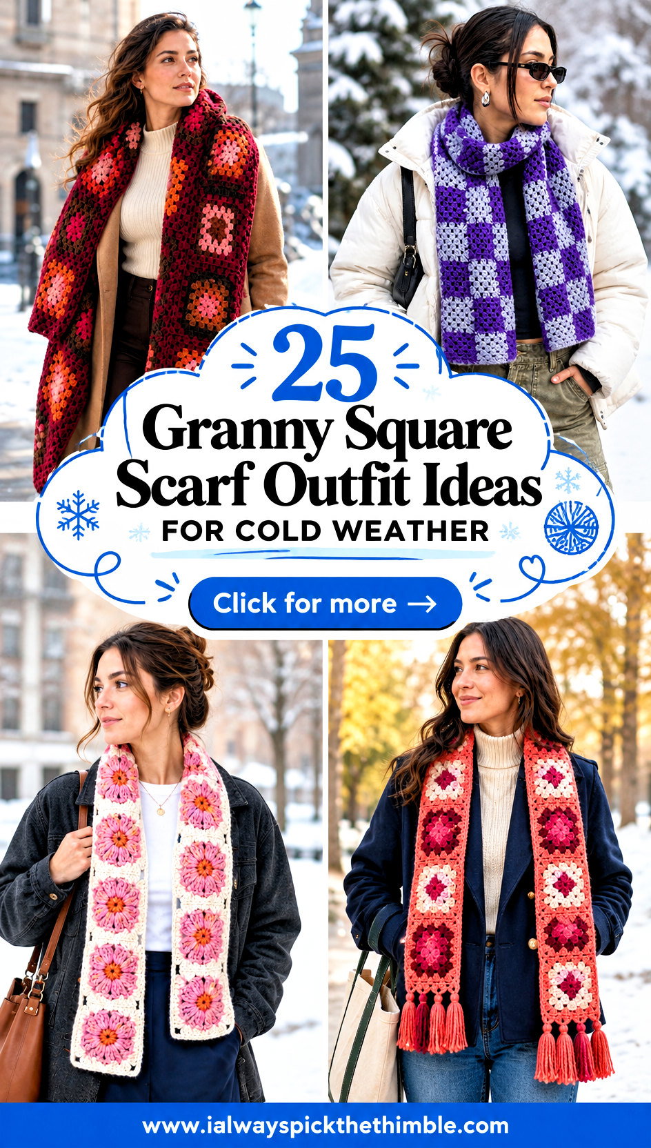 25 Granny Square Scarf Outfit Ideas for Cold Weather - 25 Granny Square Scarf Outfit Ideas for Cold Weather