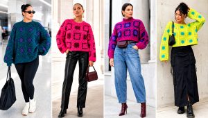 25 Granny Square Sweater Outfit Ideas for Colorful Layers