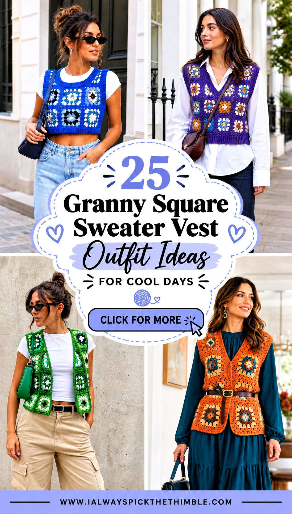 25 Granny Square Sweater Vest Outfit Ideas for Cool Days - 25 Granny Square Sweater Vest Outfit Ideas for Cool Days