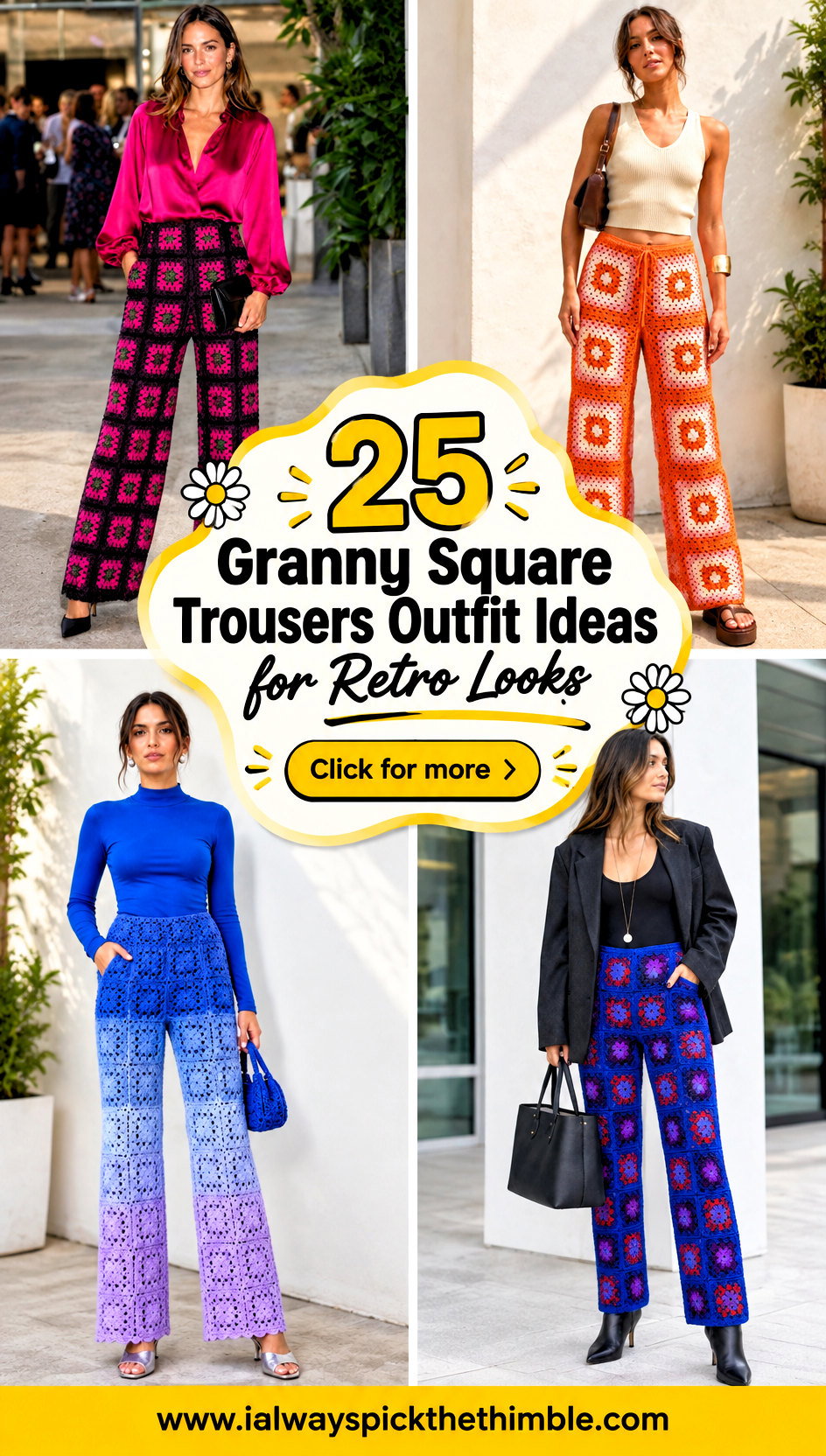 25 Granny Square Trousers Outfit Ideas for Retro Looks - 25 Granny Square Trousers Outfit Ideas for Retro Looks