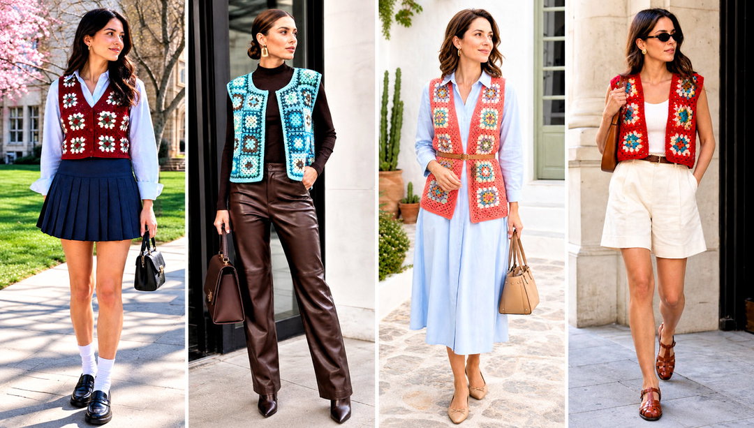 25 Granny Square Vest Outfit Ideas for Everyday Layering