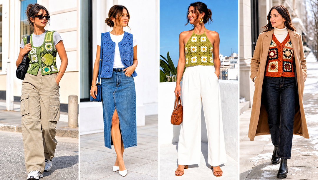 25 Granny Square Waistcoat Outfit Ideas for Vintage Style