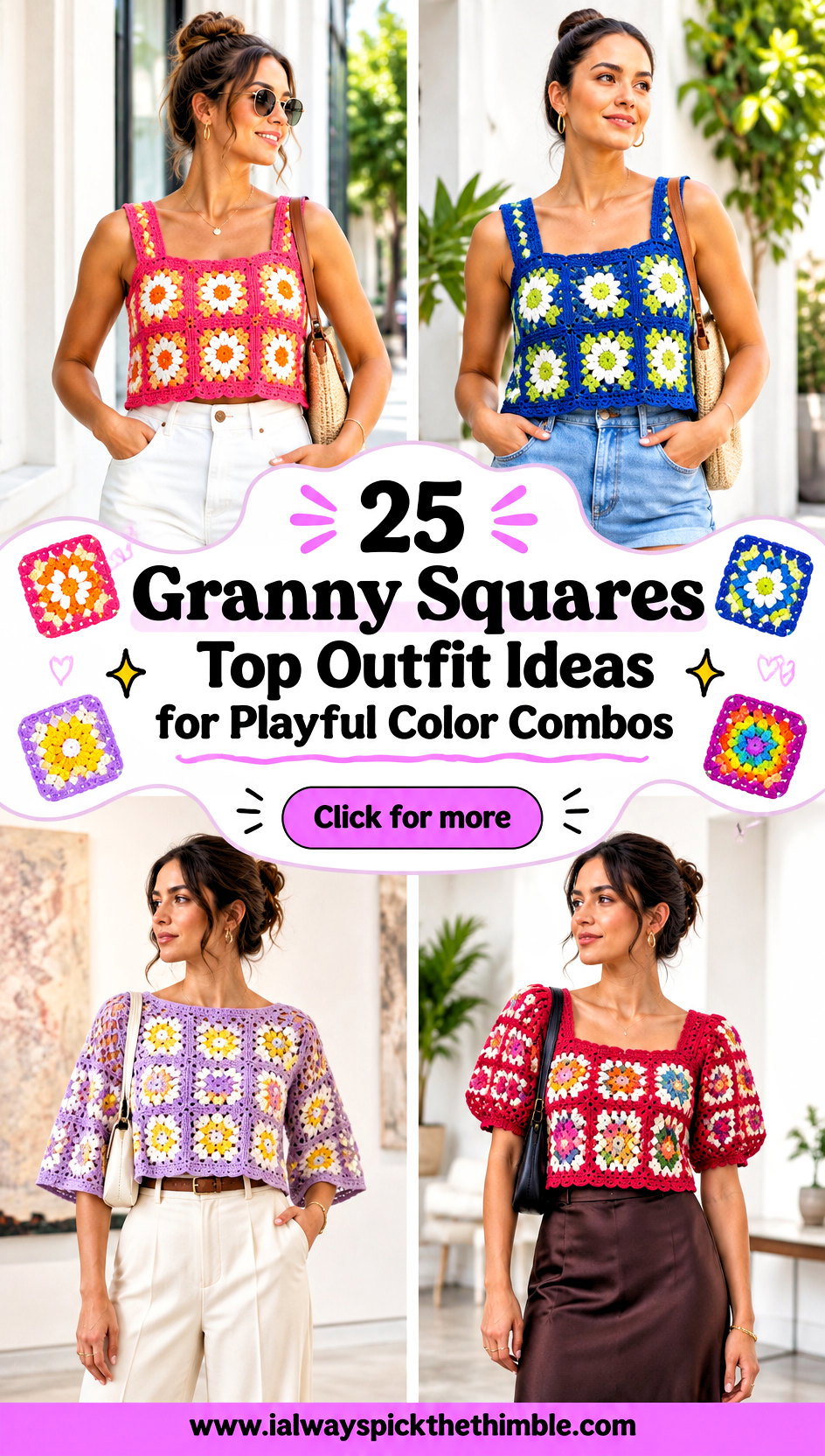 25 Granny Squares Top Outfit Ideas for Playful Color Combos - 25 Granny Squares Top Outfit Ideas for Playful Color Combos