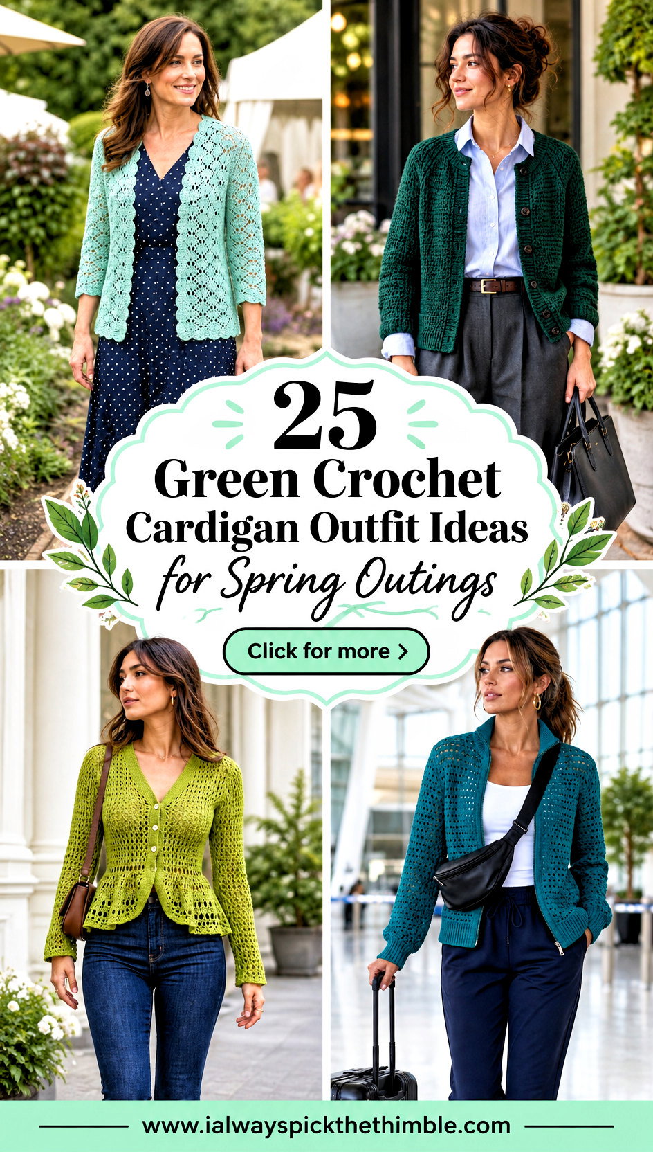 25 Green Crochet Cardigan Outfit Ideas for Spring Outings - 25 Green Crochet Cardigan Outfit Ideas for Spring Outings