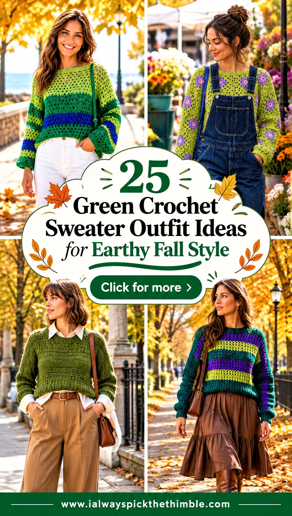 25 Green Crochet Sweater Outfit Ideas for Earthy Fall Style - 25 Green Crochet Sweater Outfit Ideas for Earthy Fall Style
