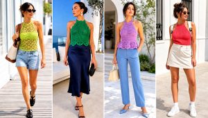 25 Halter Neck Crochet Top Outfit Ideas for Summer Nights