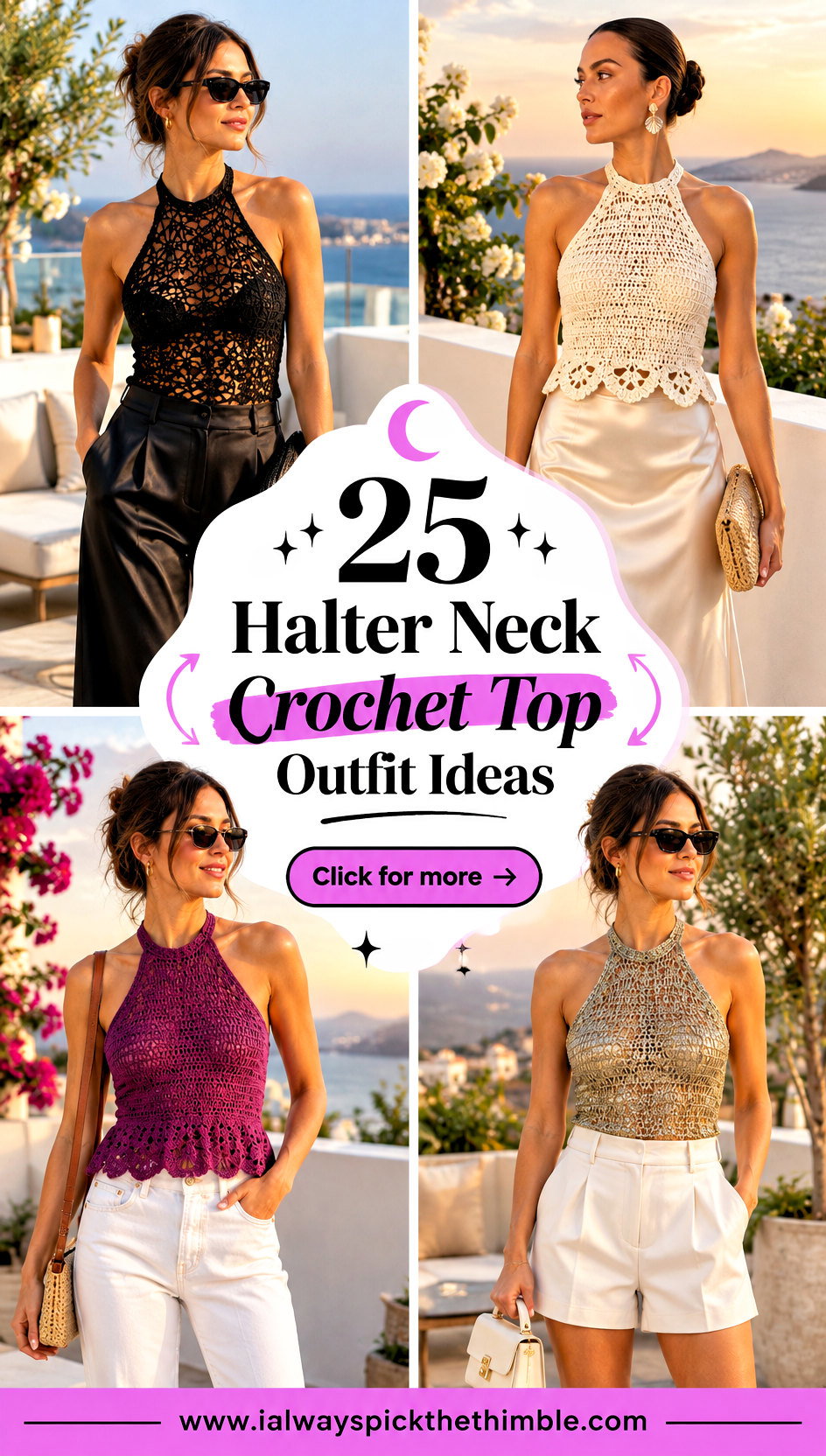 25 Halter Neck Crochet Top Outfit Ideas for Summer Nights - 25 Halter Neck Crochet Top Outfit Ideas for Summer Nights