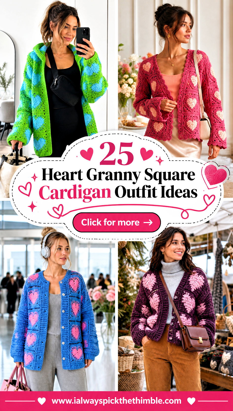 25 Heart Granny Square Cardigan Outfit Ideas for Date Night - 25 Heart Granny Square Cardigan Outfit Ideas for Date Night