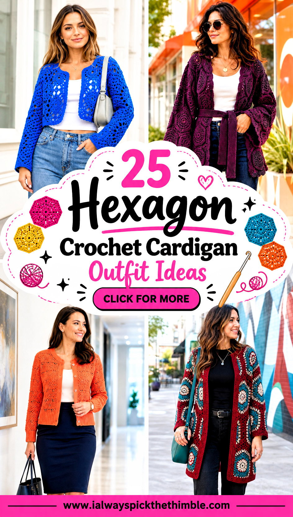 25 Hexagon Crochet Cardigan Outfit Ideas for Colorful Layers - 25 Hexagon Crochet Cardigan Outfit Ideas for Colorful Layers