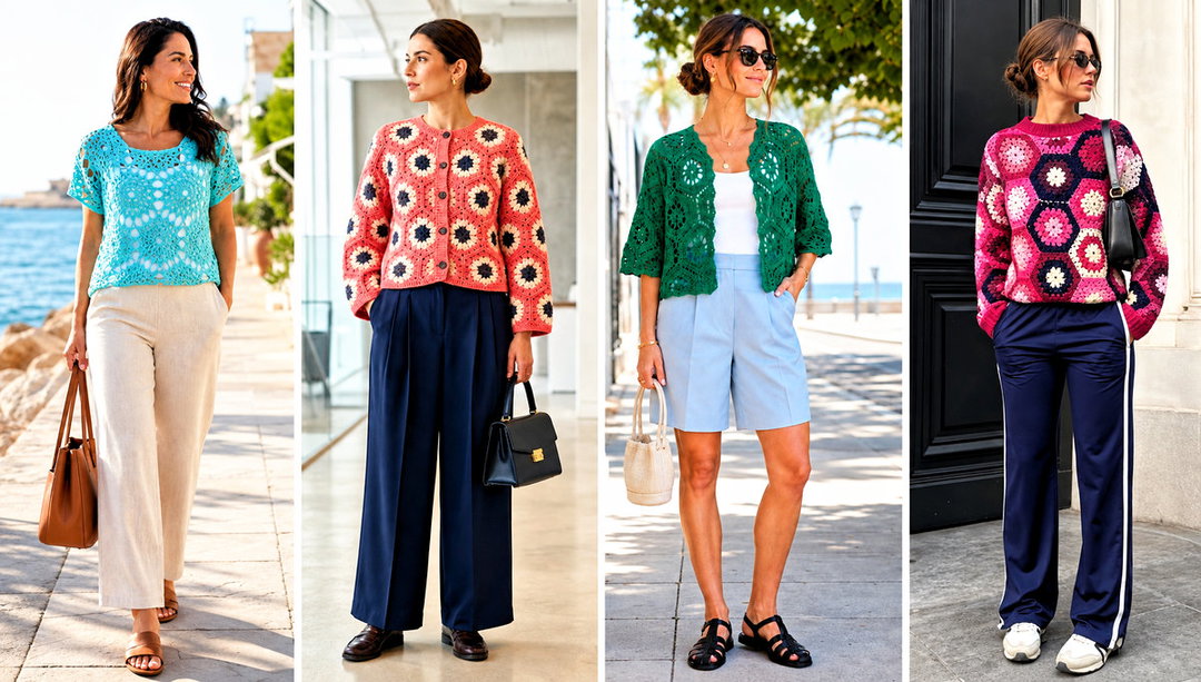 25 Hexagon Granny Square Sweater Outfit Ideas for Cool Days