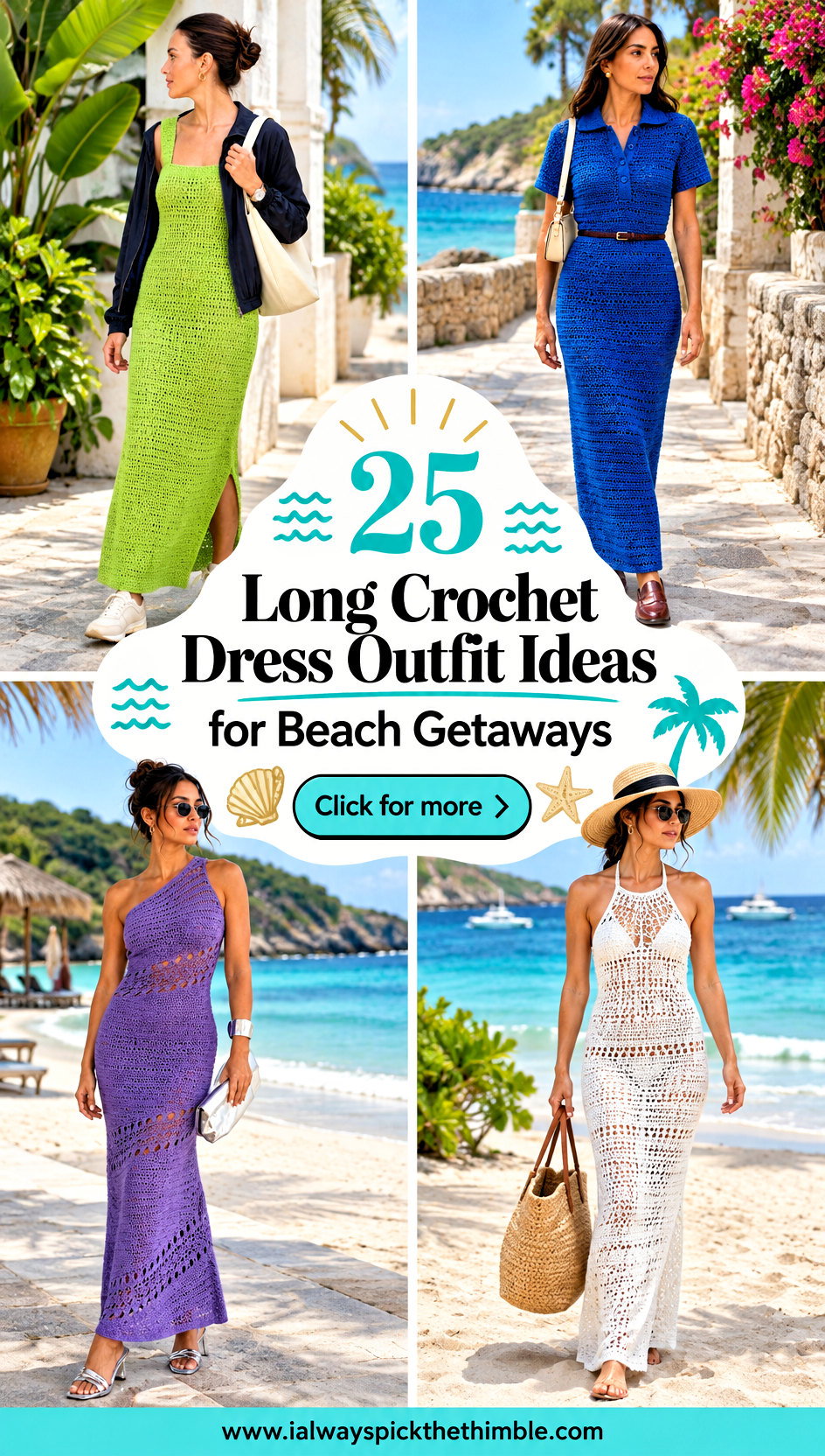 25 Long Crochet Dress Outfit Ideas for Beach Getaways - 25 Long Crochet Dress Outfit Ideas for Beach Getaways