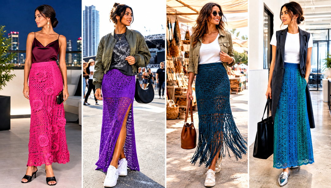 25 Maxi Crochet Skirt Outfit Ideas for Warm Weather