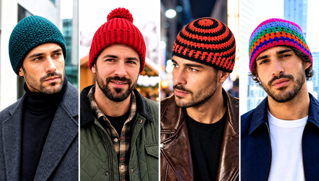 25 Mens Crochet Beanie Outfit Ideas for Casual City Days