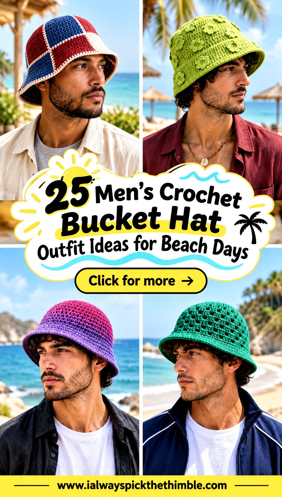 25 Mens Crochet Bucket Hat Outfit Ideas for Beach Days - 25 Men’s Crochet Bucket Hat Outfit Ideas for Beach Days