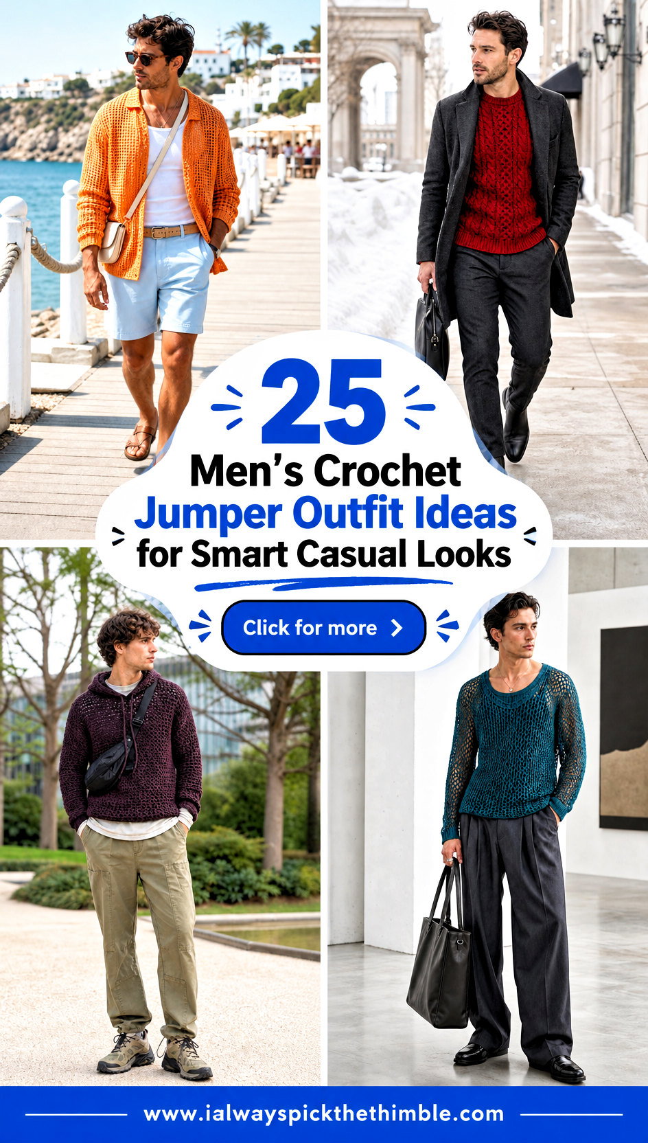 25 Mens Crochet Jumper Outfit Ideas for Smart Casual Looks - 25 Men’s Crochet Jumper Outfit Ideas for Smart Casual Looks