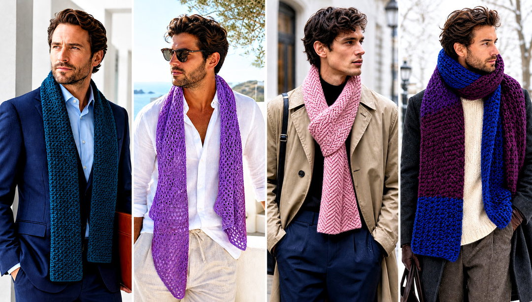 25 Mens Crochet Scarf Outfit Ideas for Office Days