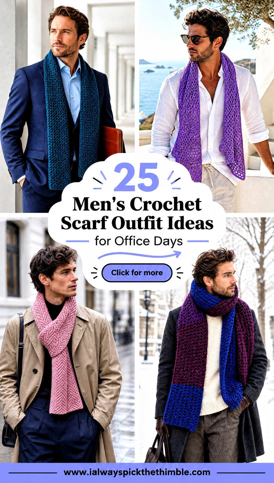25 Mens Crochet Scarf Outfit Ideas for Office Days - 25 Men’s Crochet Scarf Outfit Ideas for Office Days