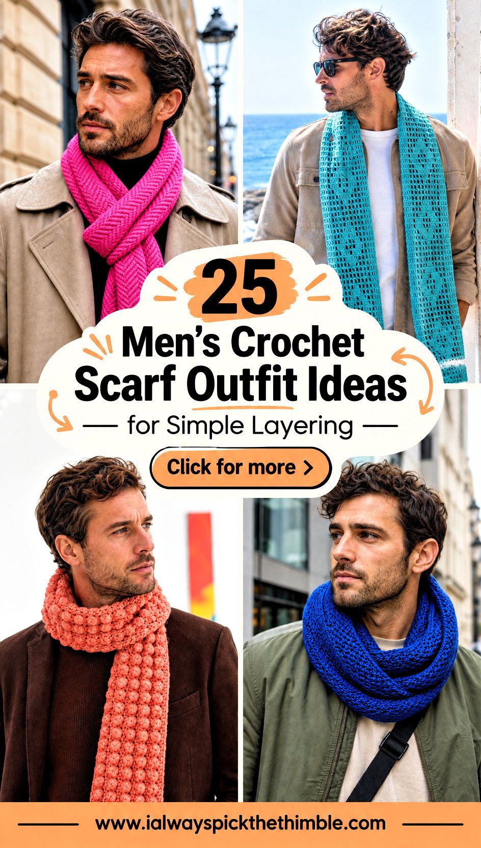 25 Mens Crochet Scarf Outfit Ideas for Simple Layering - 25 Men’s Crochet Scarf Outfit Ideas for Simple Layering