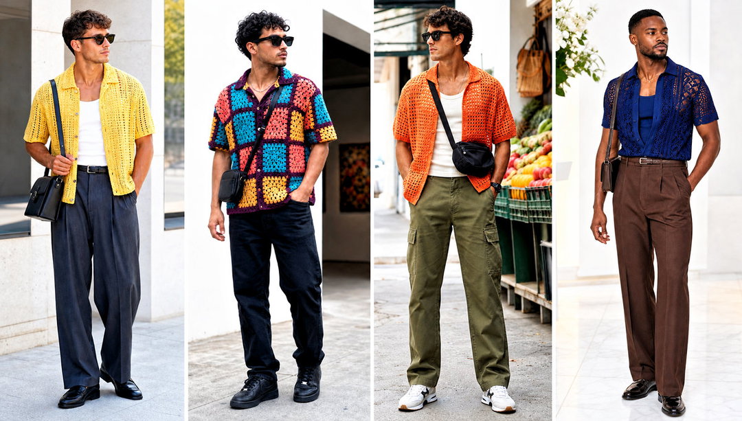 25 Mens Crochet Shirt Outfit Ideas for Summer Days
