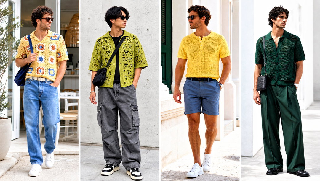 25 Mens Crochet Shirt Outfit Ideas for Summer Evenings