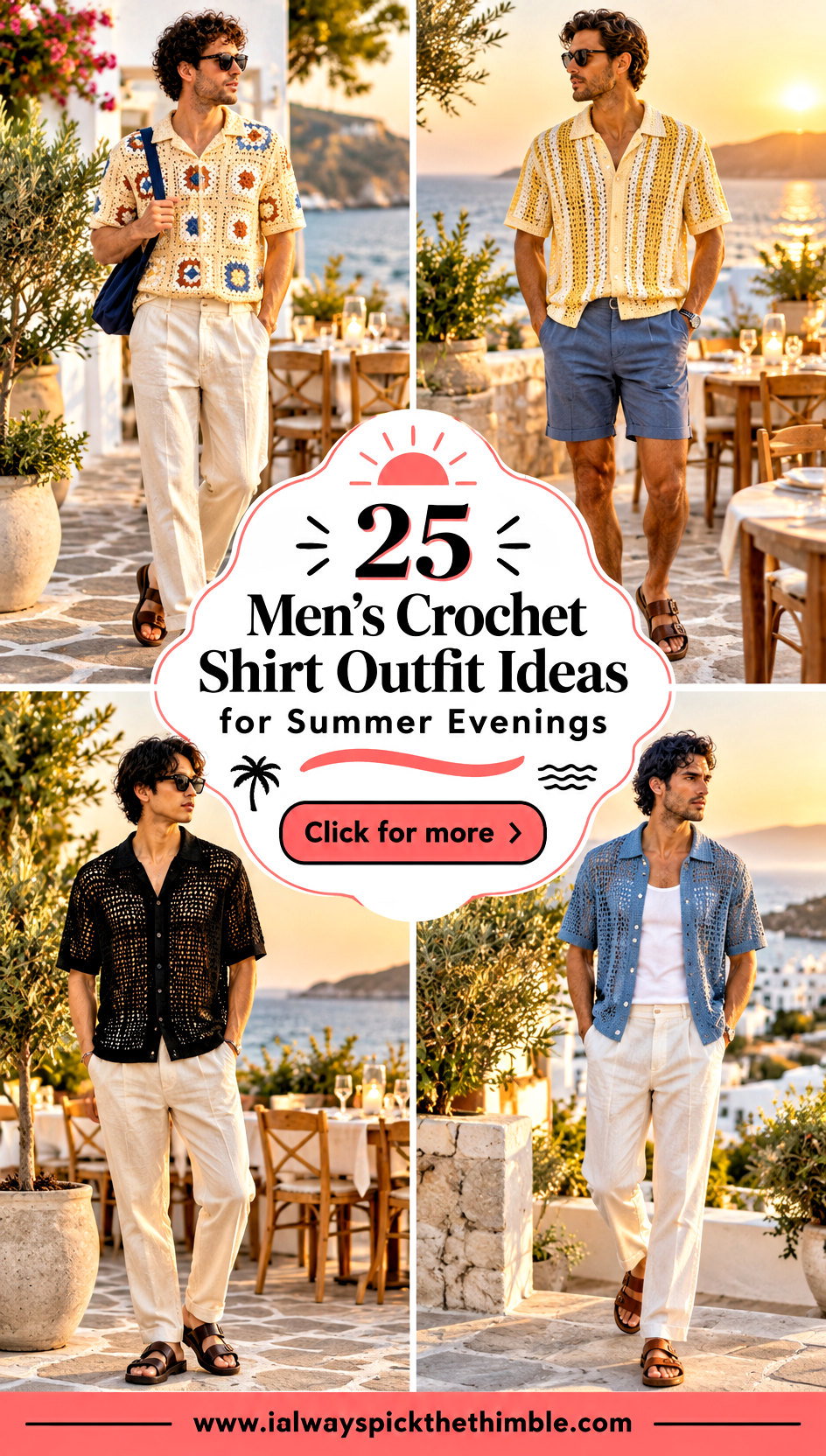 25 Mens Crochet Shirt Outfit Ideas for Summer Evenings - 25 Men’s Crochet Shirt Outfit Ideas for Summer Evenings
