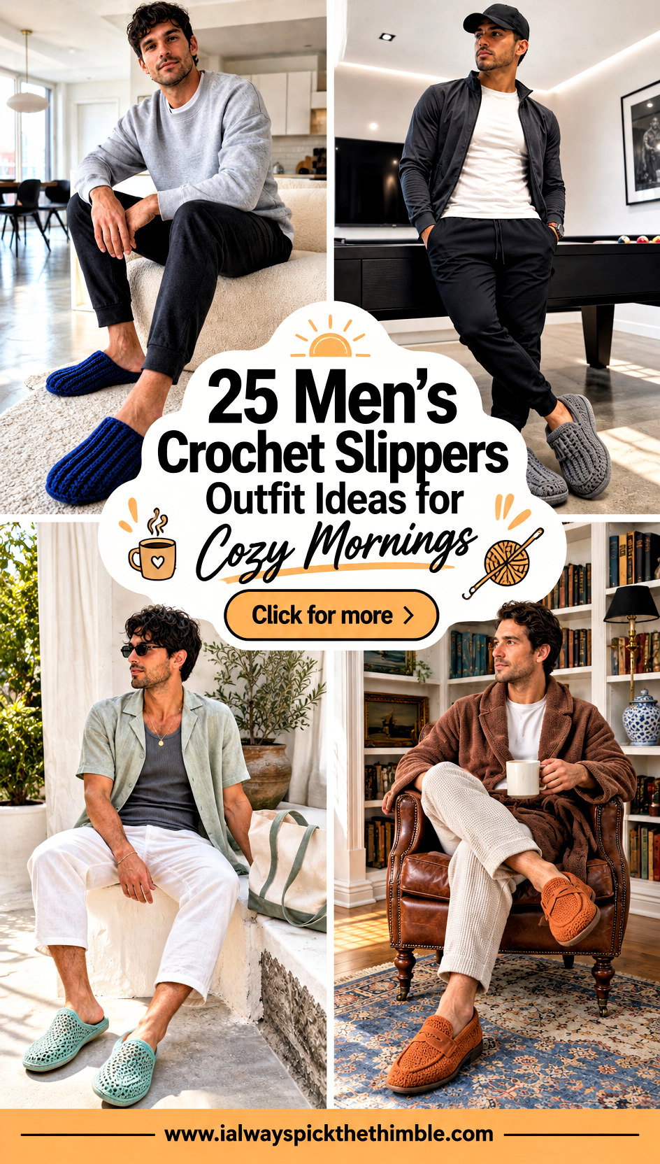 25 Mens Crochet Slippers Outfit Ideas for Cozy Mornings - 25 Men’s Crochet Slippers Outfit Ideas for Cozy Mornings