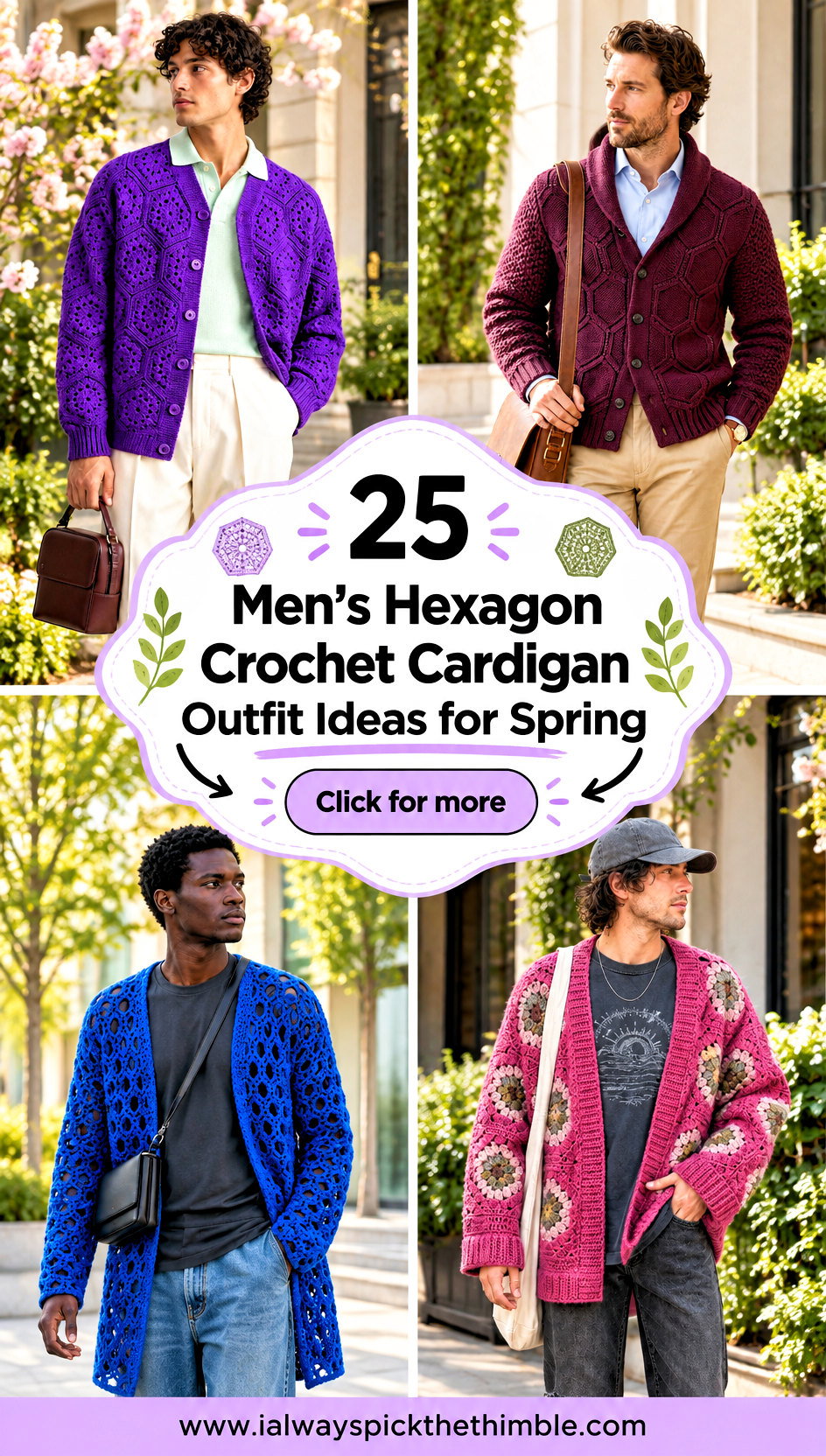 25 Mens Hexagon Crochet Cardigan Outfit Ideas for Spring - 25 Men’s Hexagon Crochet Cardigan Outfit Ideas for Spring