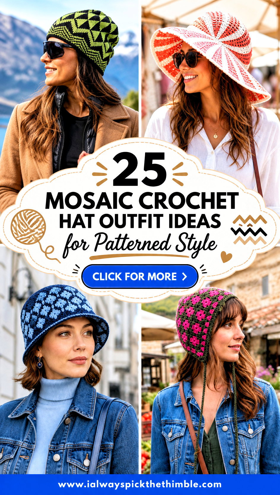 25 Mosaic Crochet Hat Outfit Ideas for Patterned Style - 25 Mosaic Crochet Hat Outfit Ideas for Patterned Style