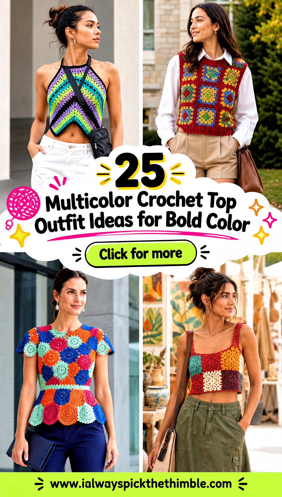 25 Multicolor Crochet Top Outfit Ideas for Bold Color - 25 Multicolor Crochet Top Outfit Ideas for Bold Color