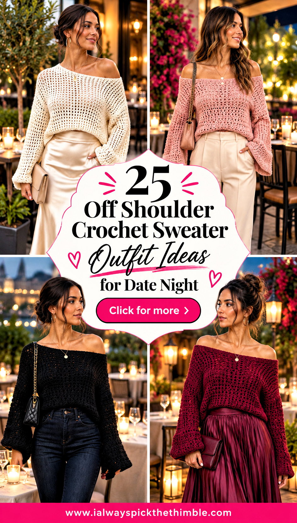 25 Off Shoulder Crochet Sweater Outfit Ideas for Date Night - 25 Off Shoulder Crochet Sweater Outfit Ideas for Date Night