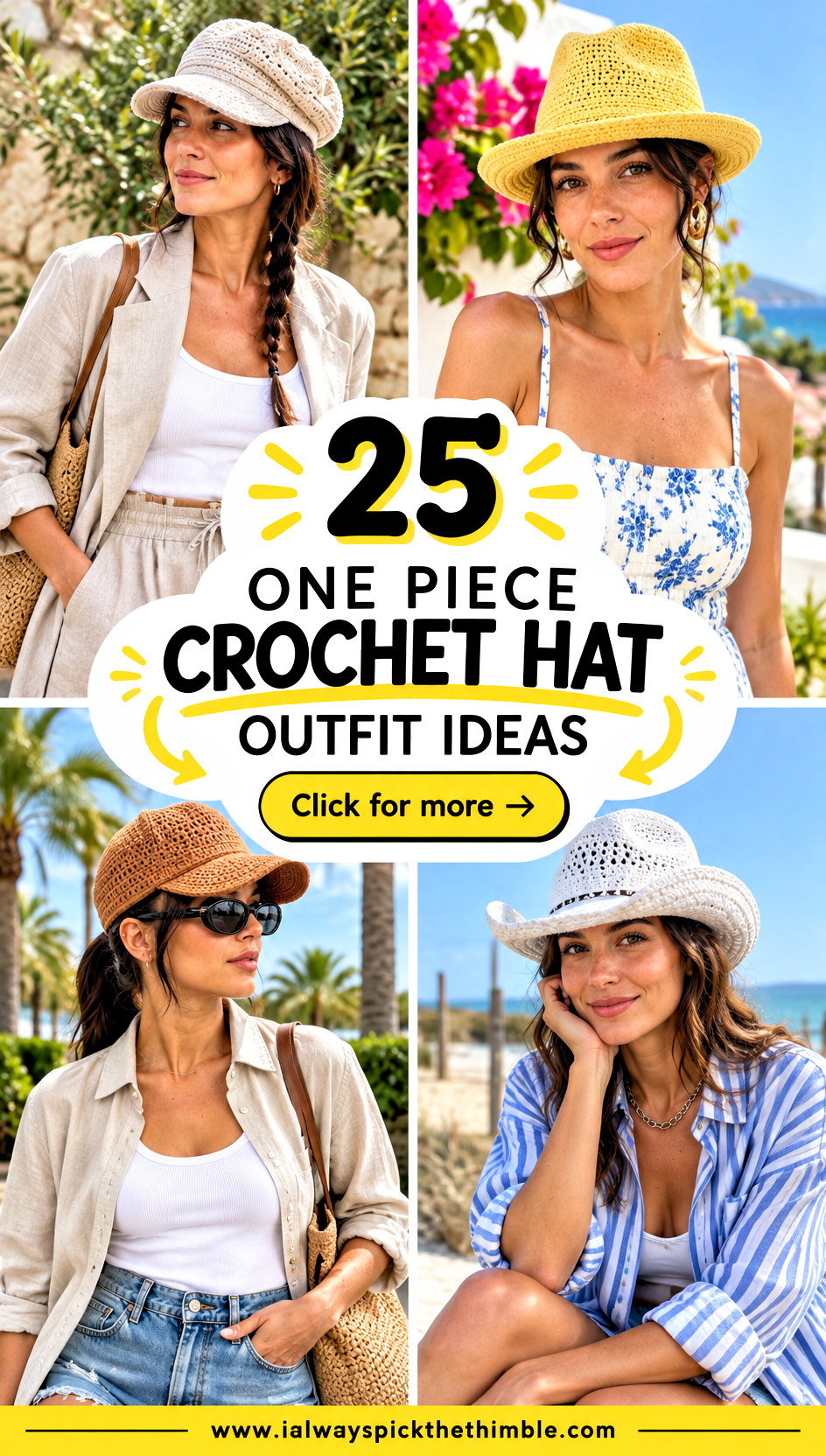 25 One Piece Crochet Hat Outfit Ideas for Sunny Days - 25 One Piece Crochet Hat Outfit Ideas for Sunny Days