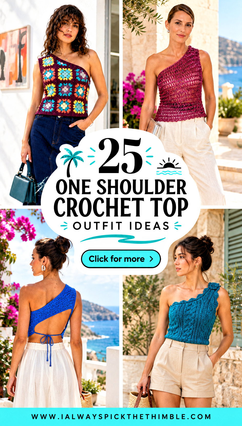 25 One Shoulder Crochet Top Outfit Ideas for Summer - 25 One Shoulder Crochet Top Outfit Ideas for Summer