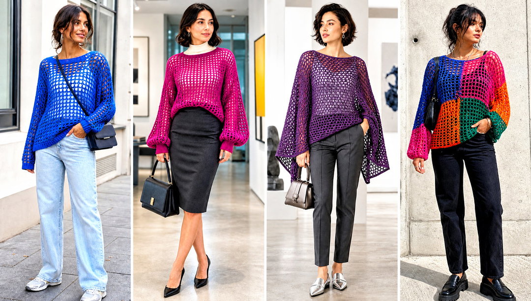 25 Oversized Crochet Mesh Sweater Outfit Ideas to Layer