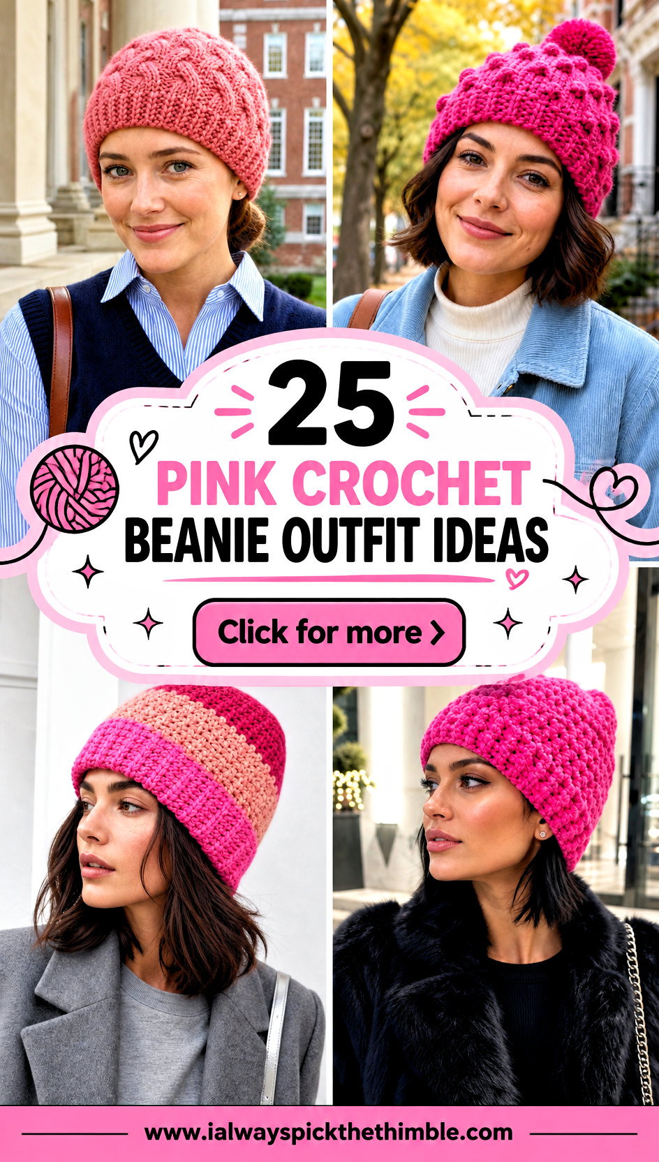 25 Pink Crochet Beanie Outfit Ideas for Chilly Mornings - 25 Pink Crochet Beanie Outfit Ideas for Chilly Mornings