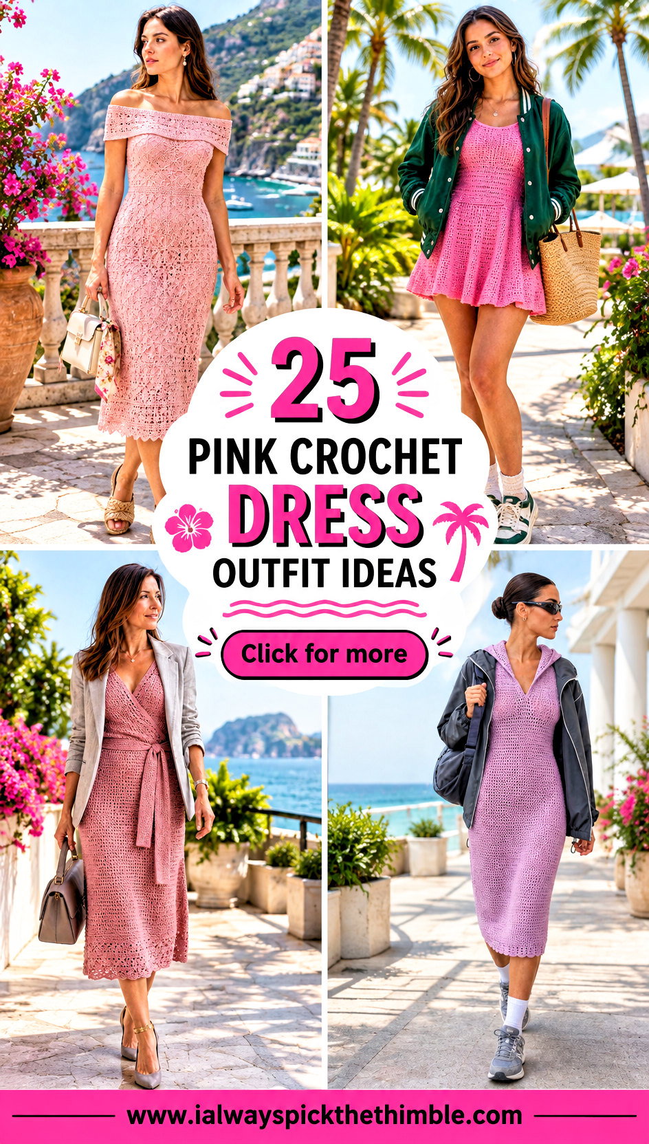 25 Pink Crochet Dress Outfit Ideas for Vacation Days - 25 Pink Crochet Dress Outfit Ideas for Vacation Days