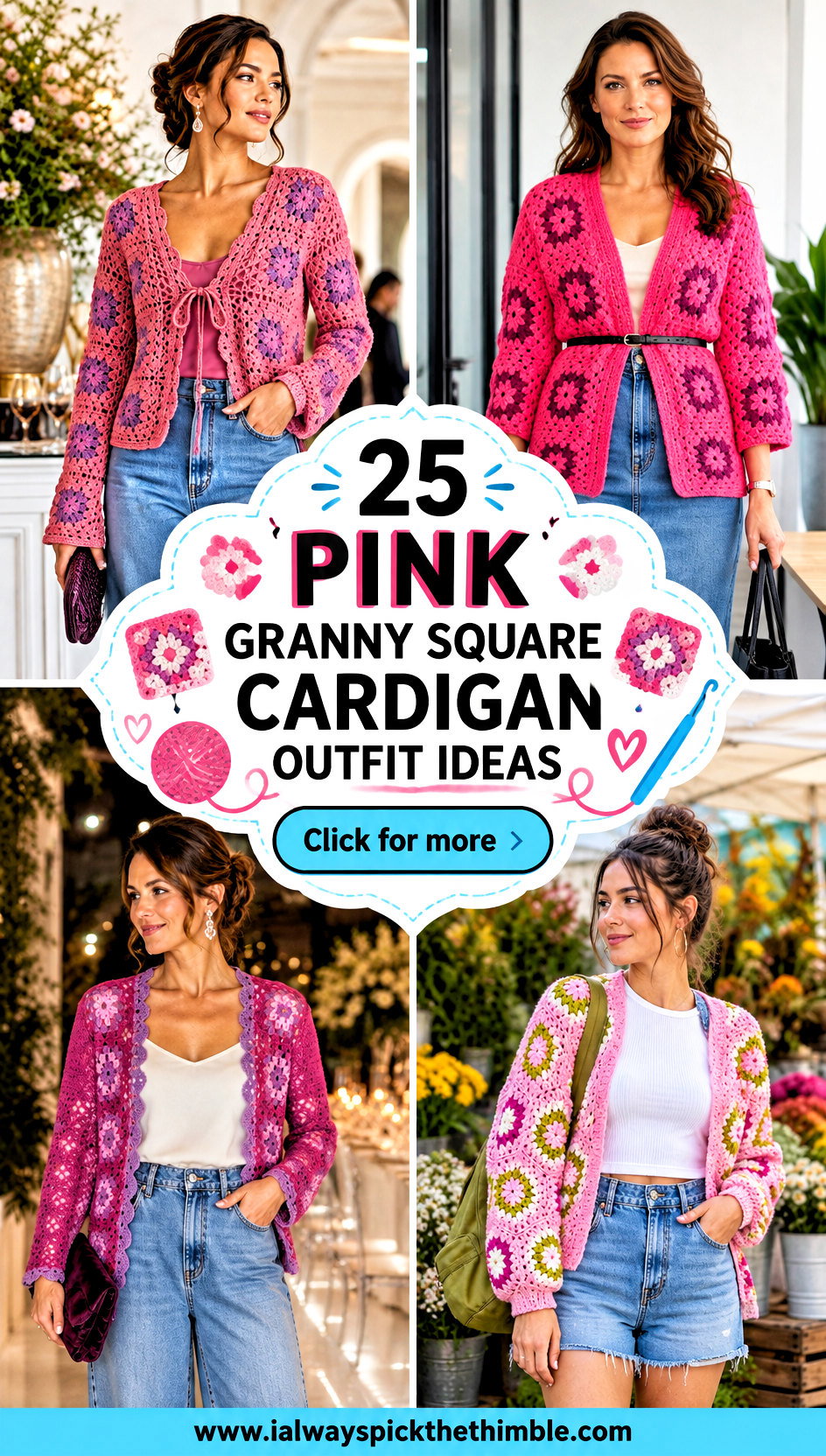25 Pink Granny Square Cardigan Outfit Ideas With Denim - 25 Pink Granny Square Cardigan Outfit Ideas With Denim